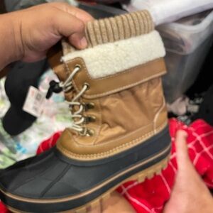 Cozy Tan and Black Kids Winter Boots